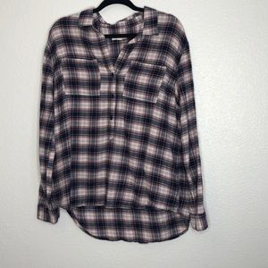 BeachLunchLounge purple Flannel 3/4 Button Down